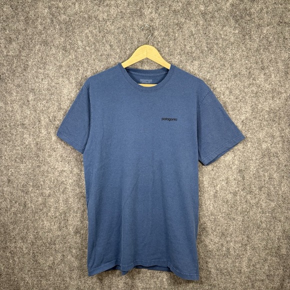 Patagonia T-Shirt Mens L Blue Regular Fit Logo Graphic Tee - Picture 1 of 6